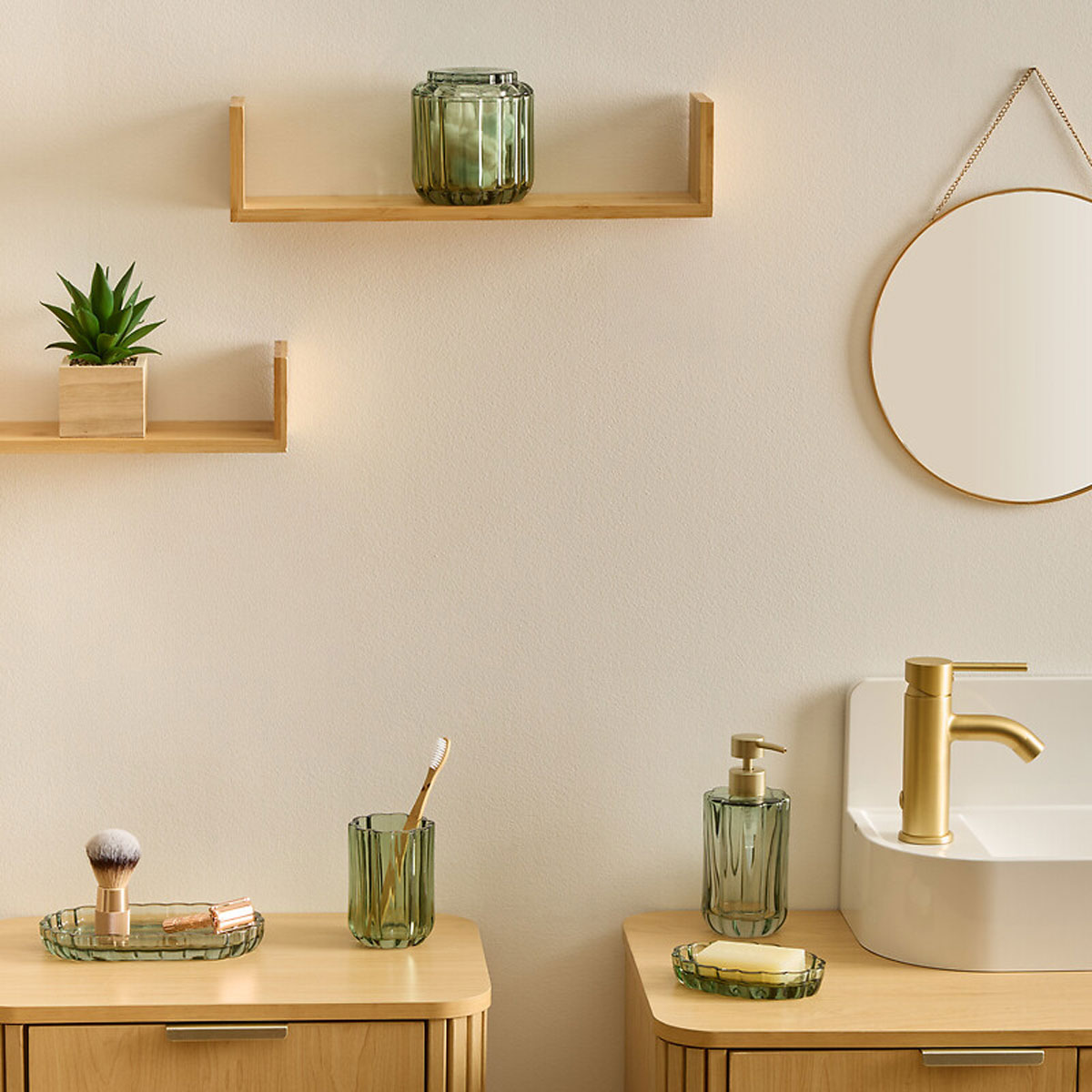 Bandeja para wc FLOREA verde em vidro