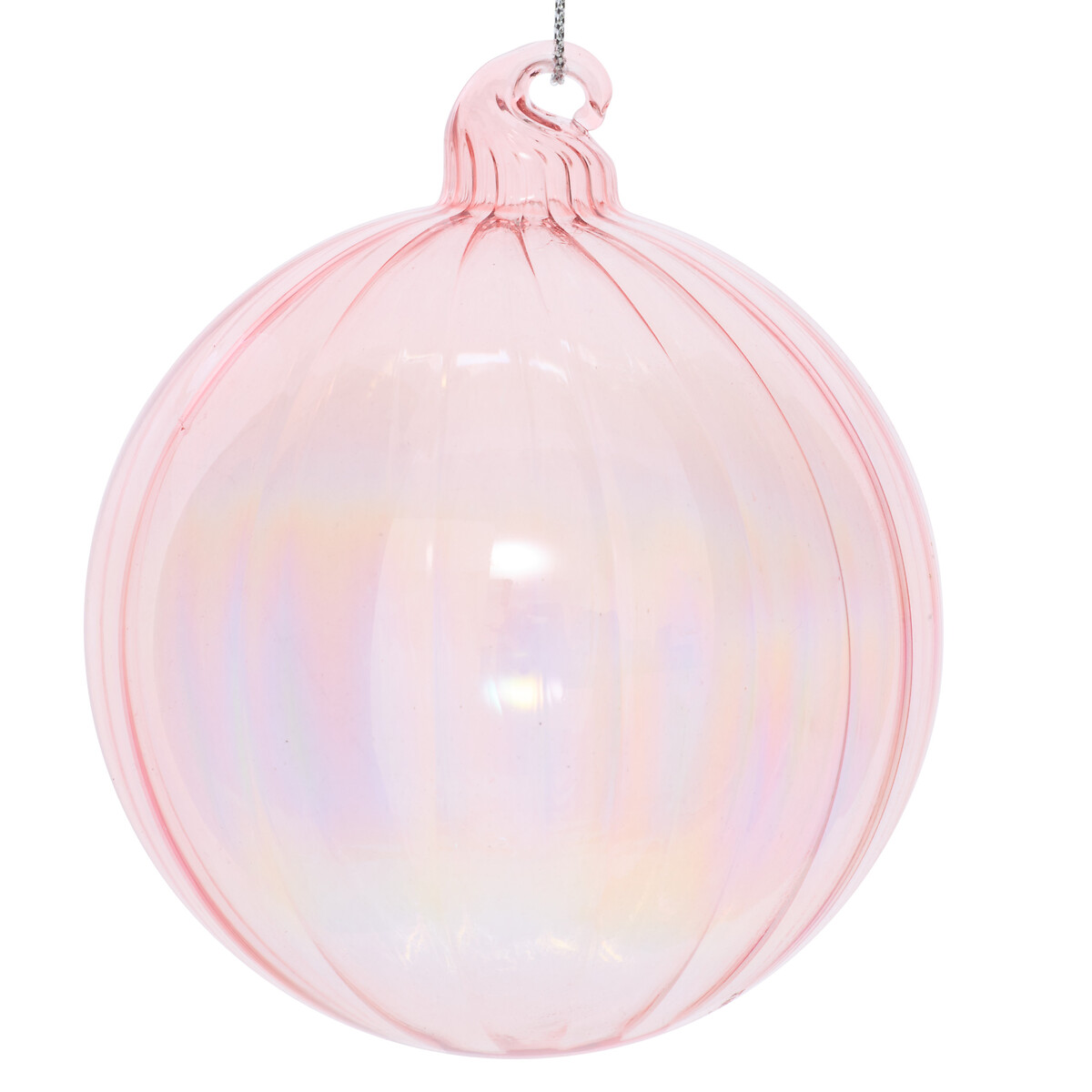 Bola de natal riscas rosa 8cm