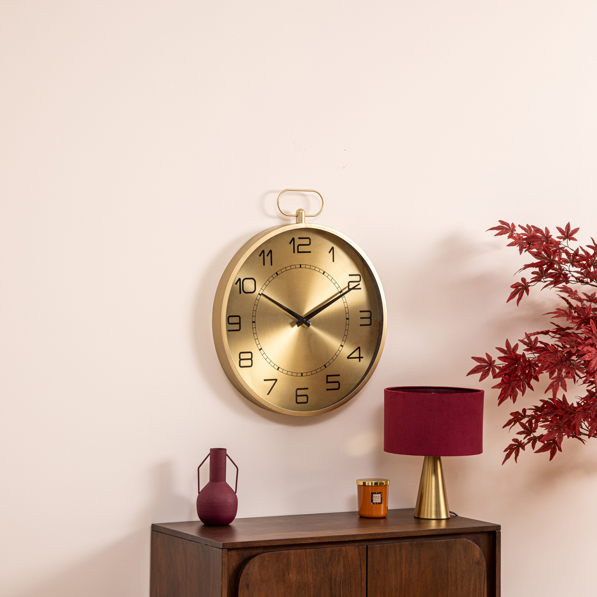 Rel&oacute;gio de parede IRINA dourado em metal 53cm