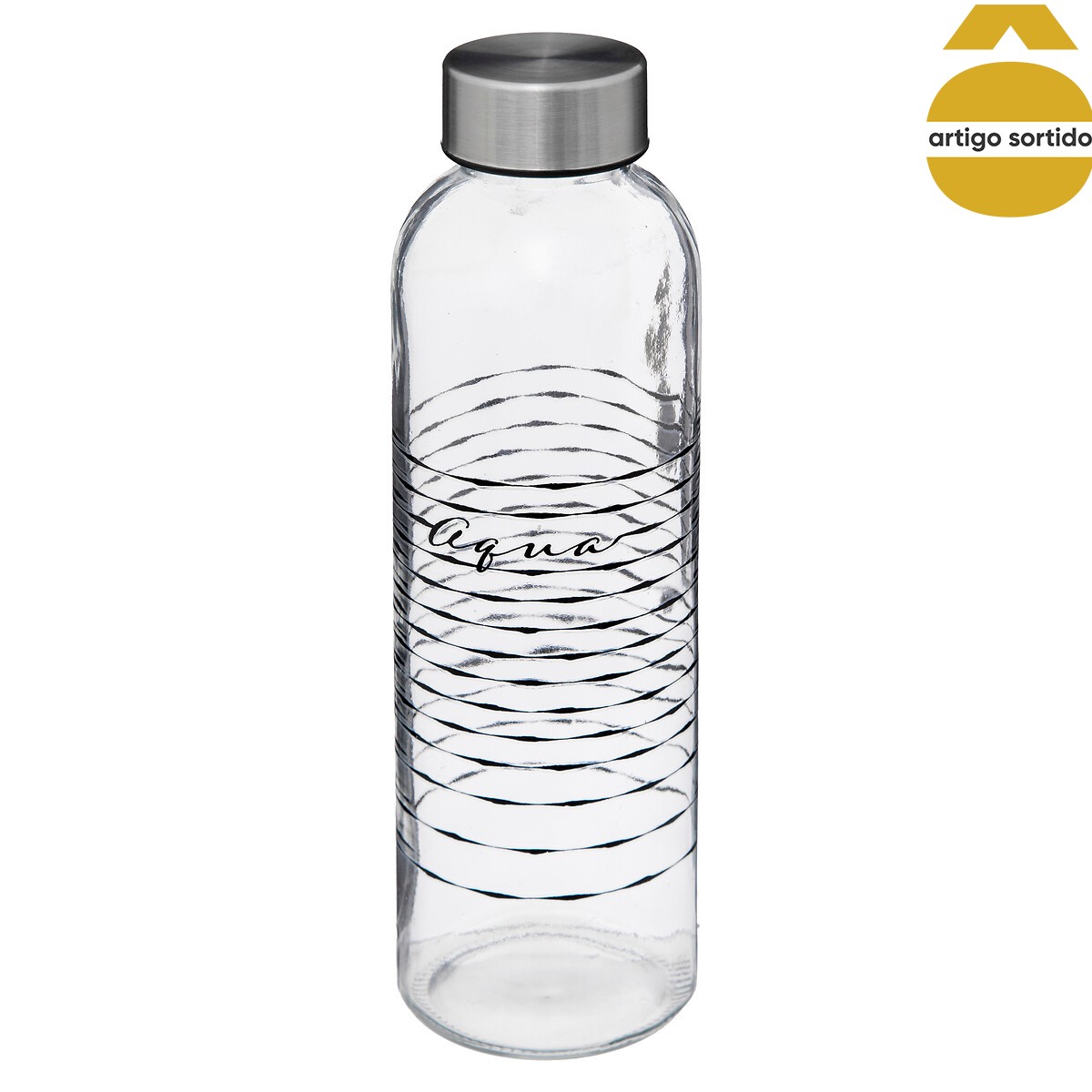 Garrafa de água decorada em vidro 50cl