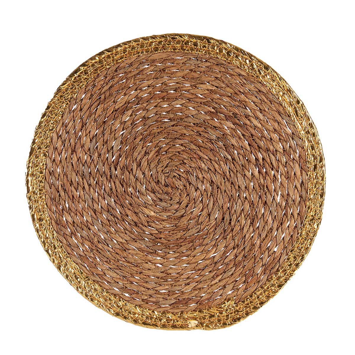 Individual de mesa natural e dourado 38cm