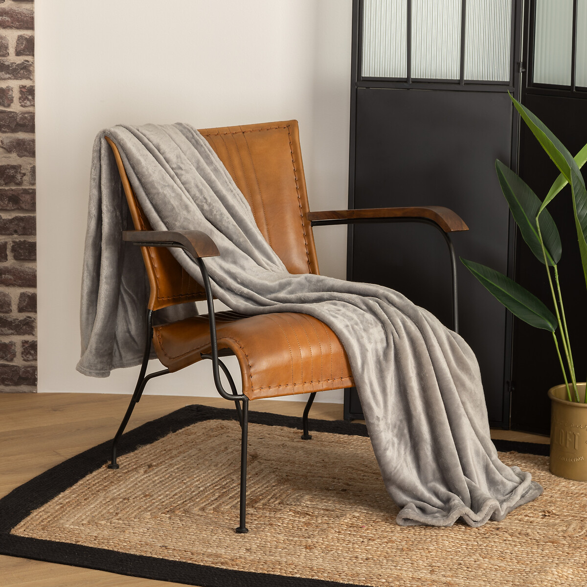 Manta CORALINA  cinza 130x180cm