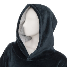 Manta camisola com capuz azul petróleo