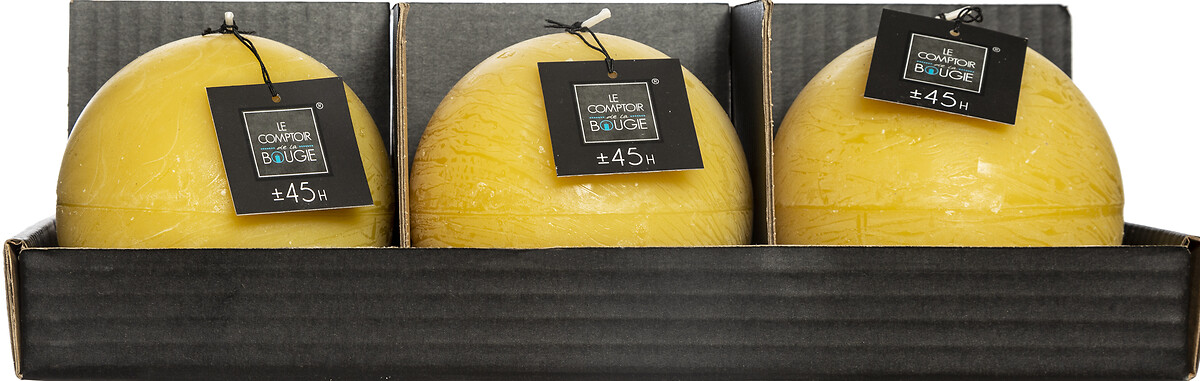 Vela bola r&uacute;stica amarela 10cm