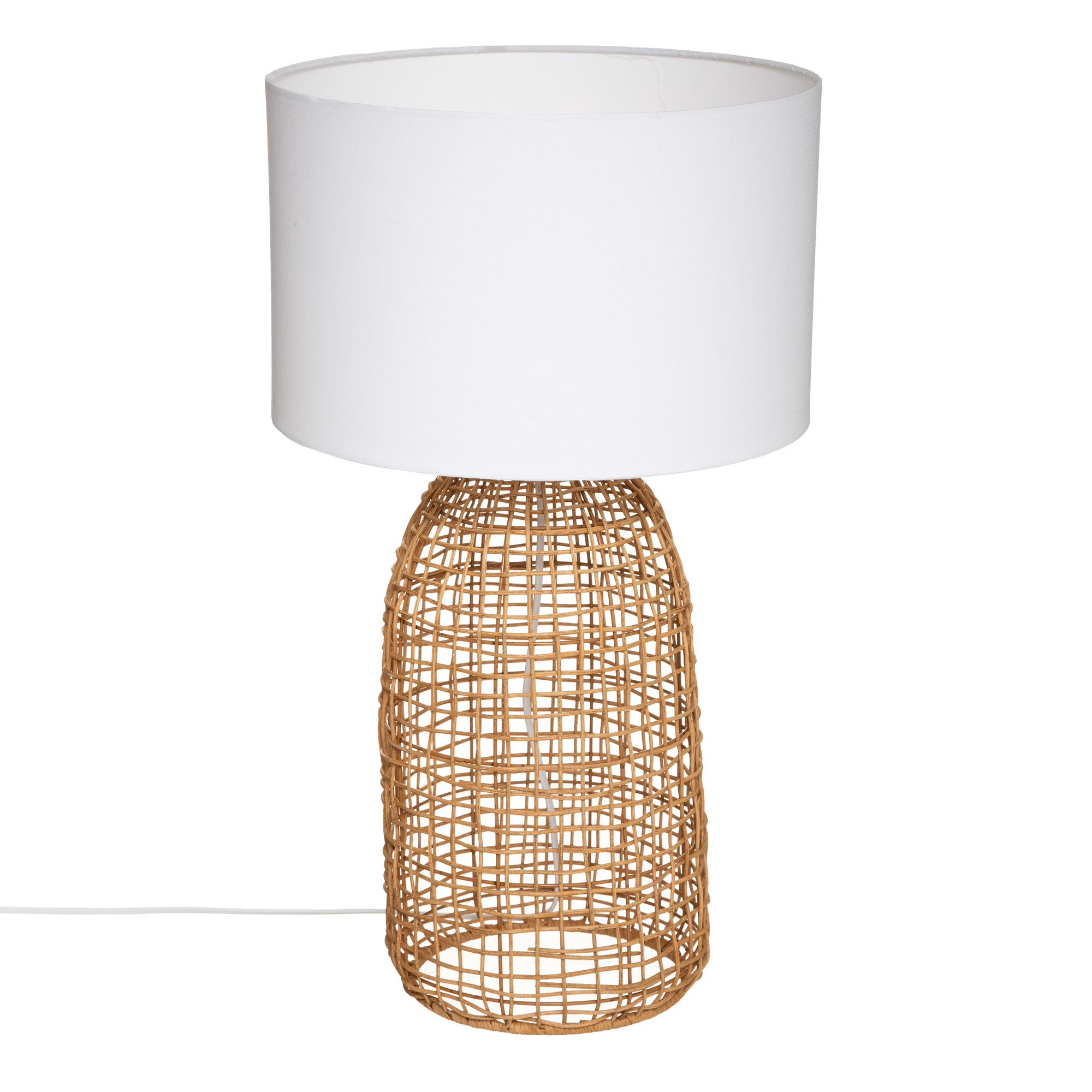 Candeeiro de mesa KARLA em rattan bege e branco