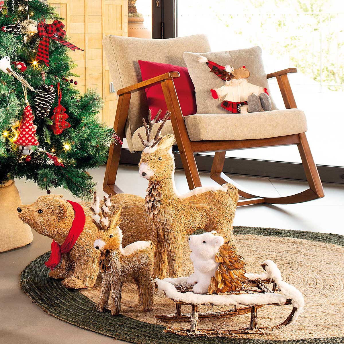 Cadeira de baloiço FRANK em tecido bege,  Cadeira de baloiço FRANK em tecido bege