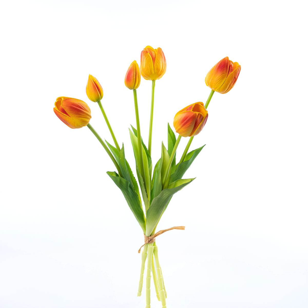 Bouquet com 6 tulipas laranja artificiais 45cm