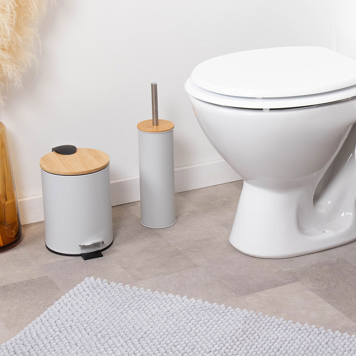 Balde wc soft close cinza claro