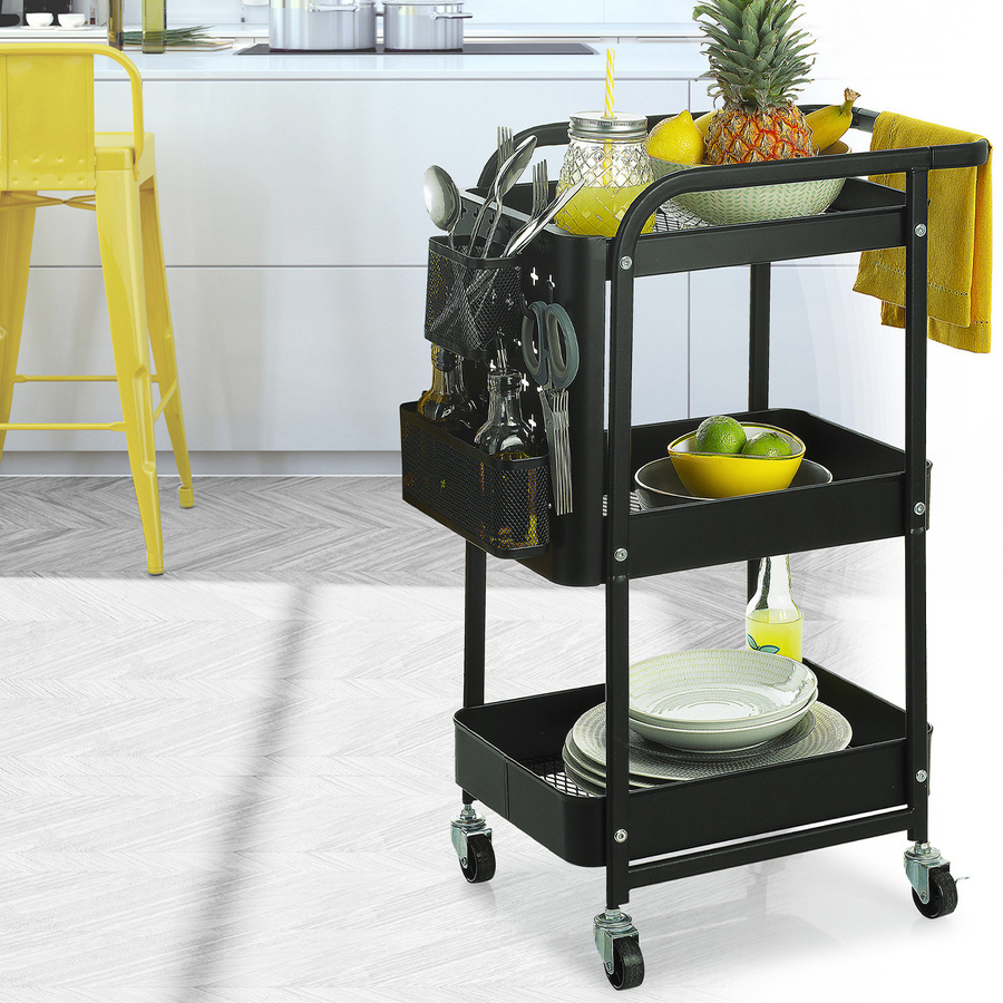 Móvel de apoio preto em metal