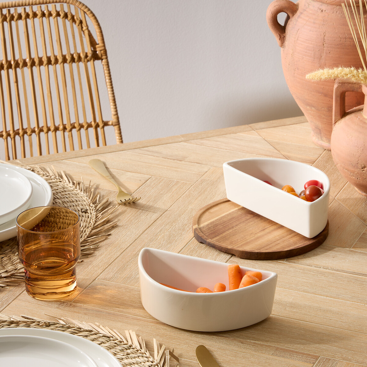 Conjunto de 2 ta&ccedil;as para aperitivos ELEGANCE branco 20cm
