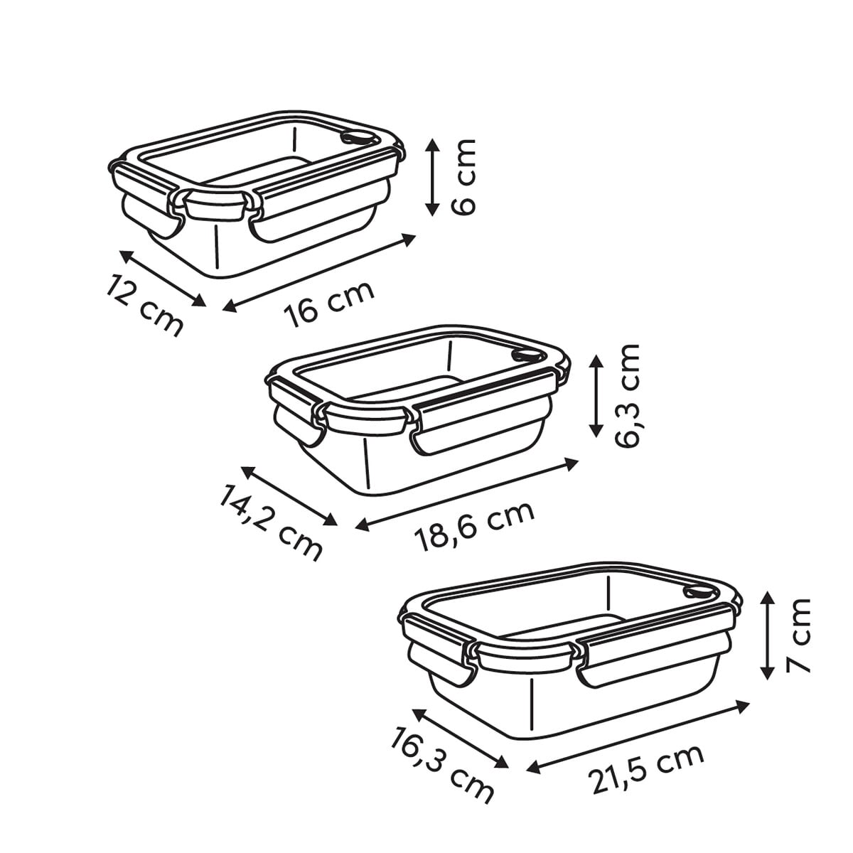 Conjunto de 3 caixas CLIPEATPLUS