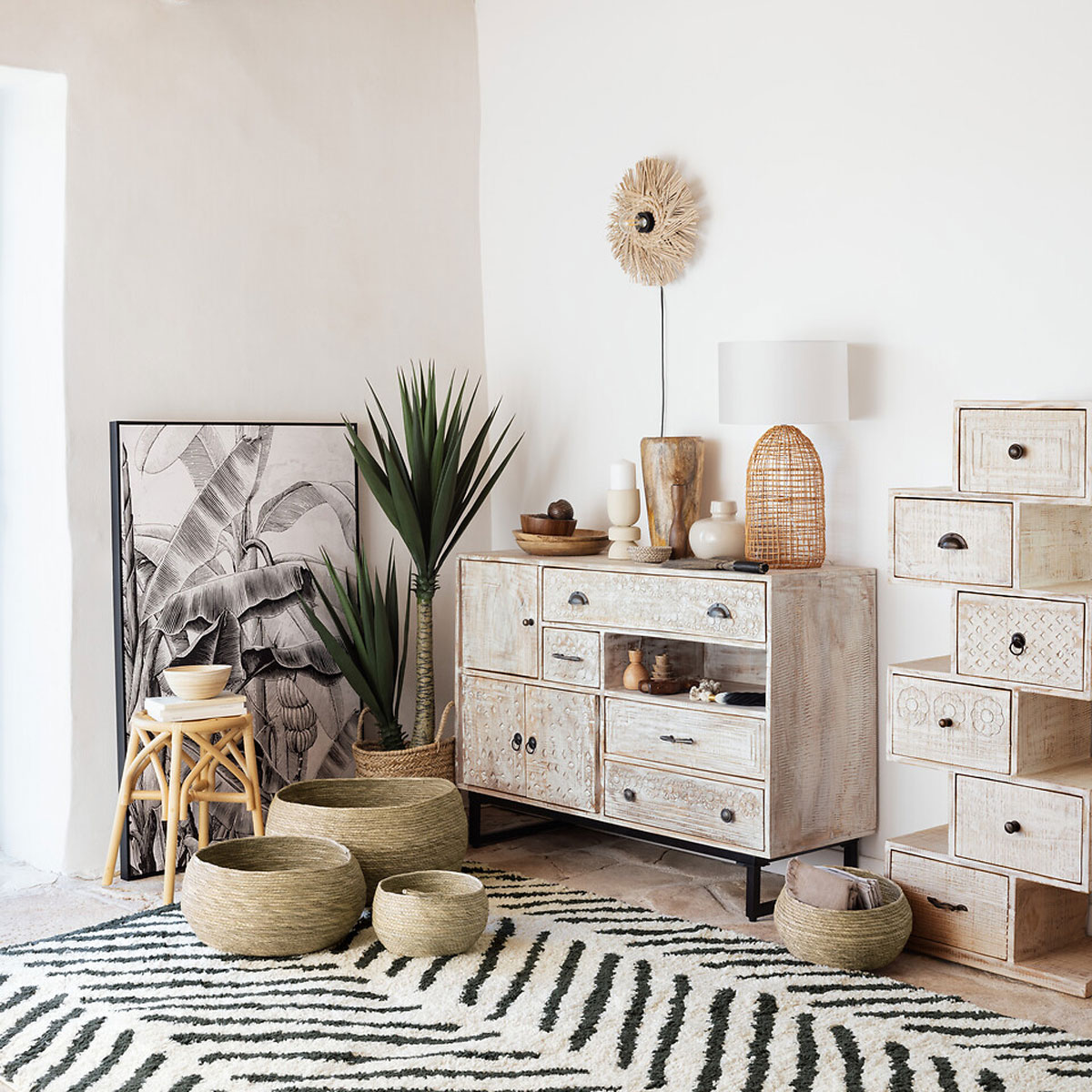 Cesto ALIZA em bege D22x15cm