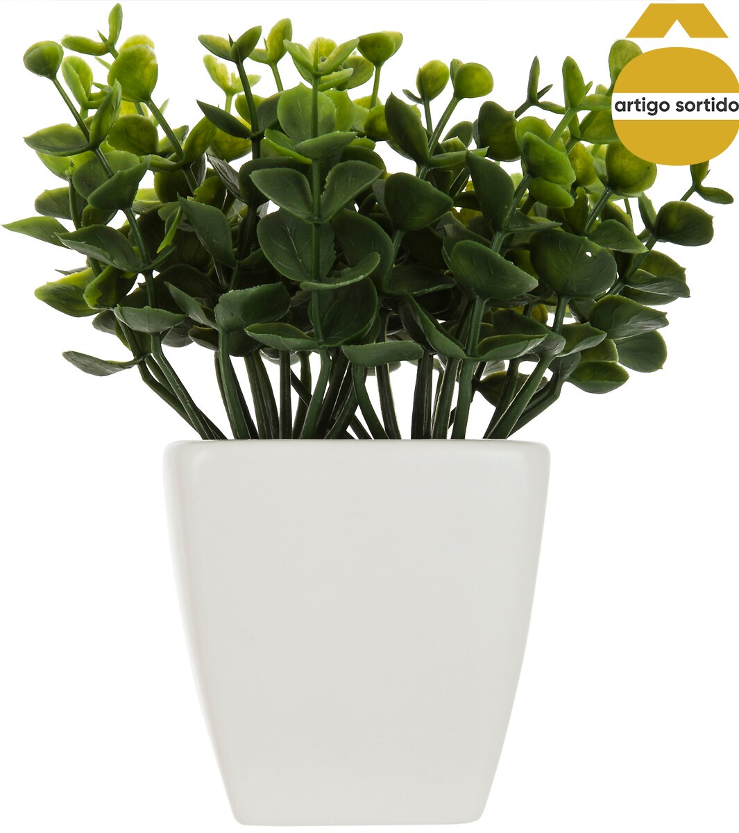 Vasinho de cerâmica com planta artificial verde