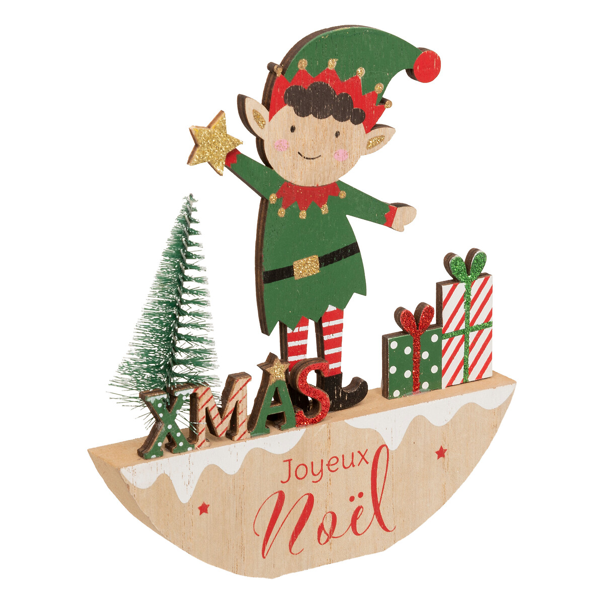 Placa xmas com elfo 17cm