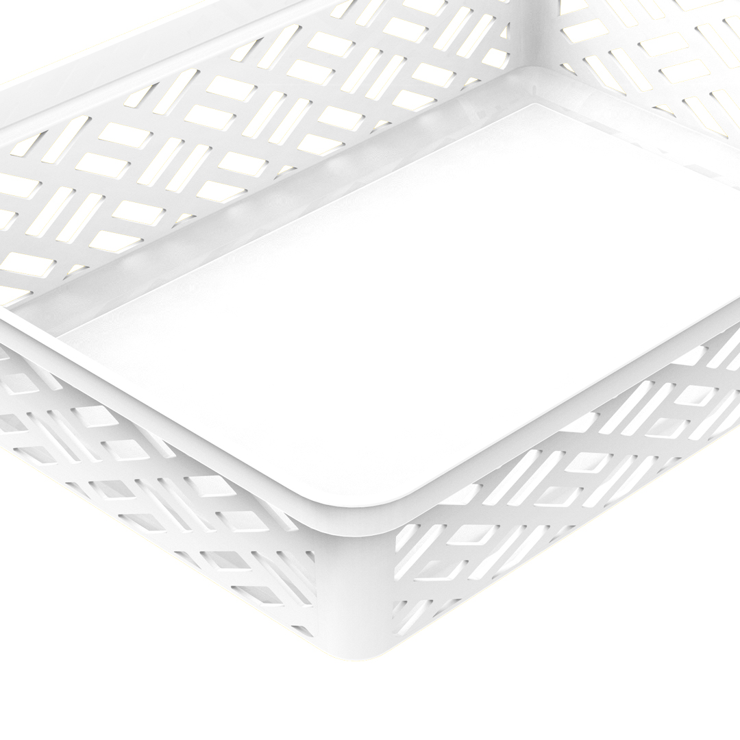 Cesto de arruma&ccedil;&atilde;o branco baixo m&eacute;dio