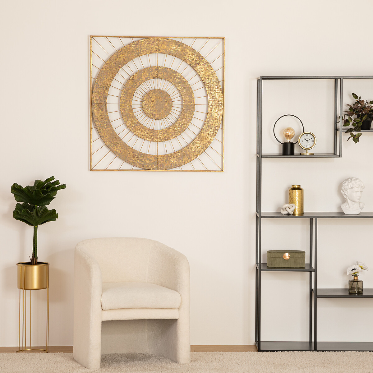 Decora&ccedil;&atilde;o mural SOLAR FEELING dourada em metal 90x89,8cm