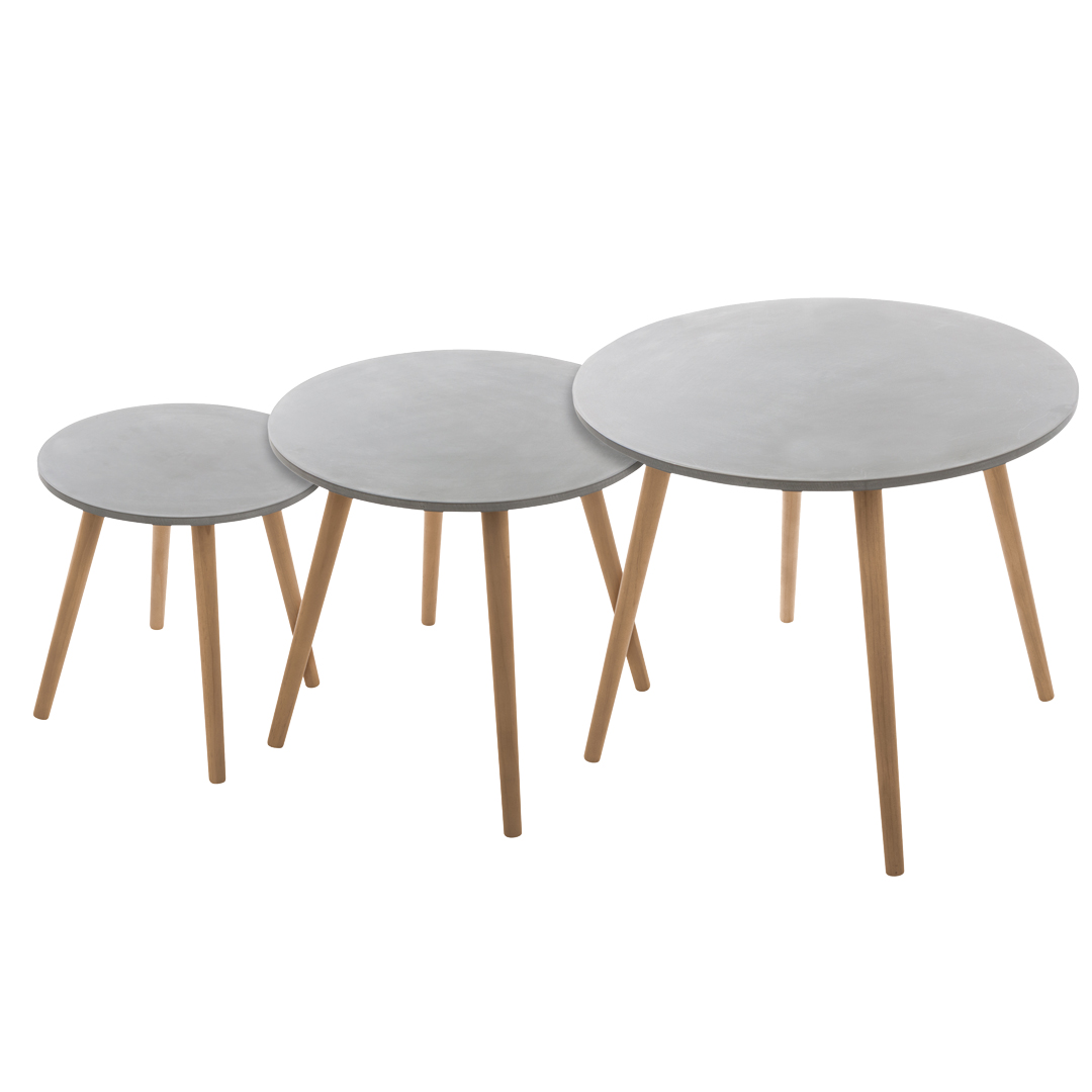 Conjunto De 3 Mesas De Apoio Cinza Mileo