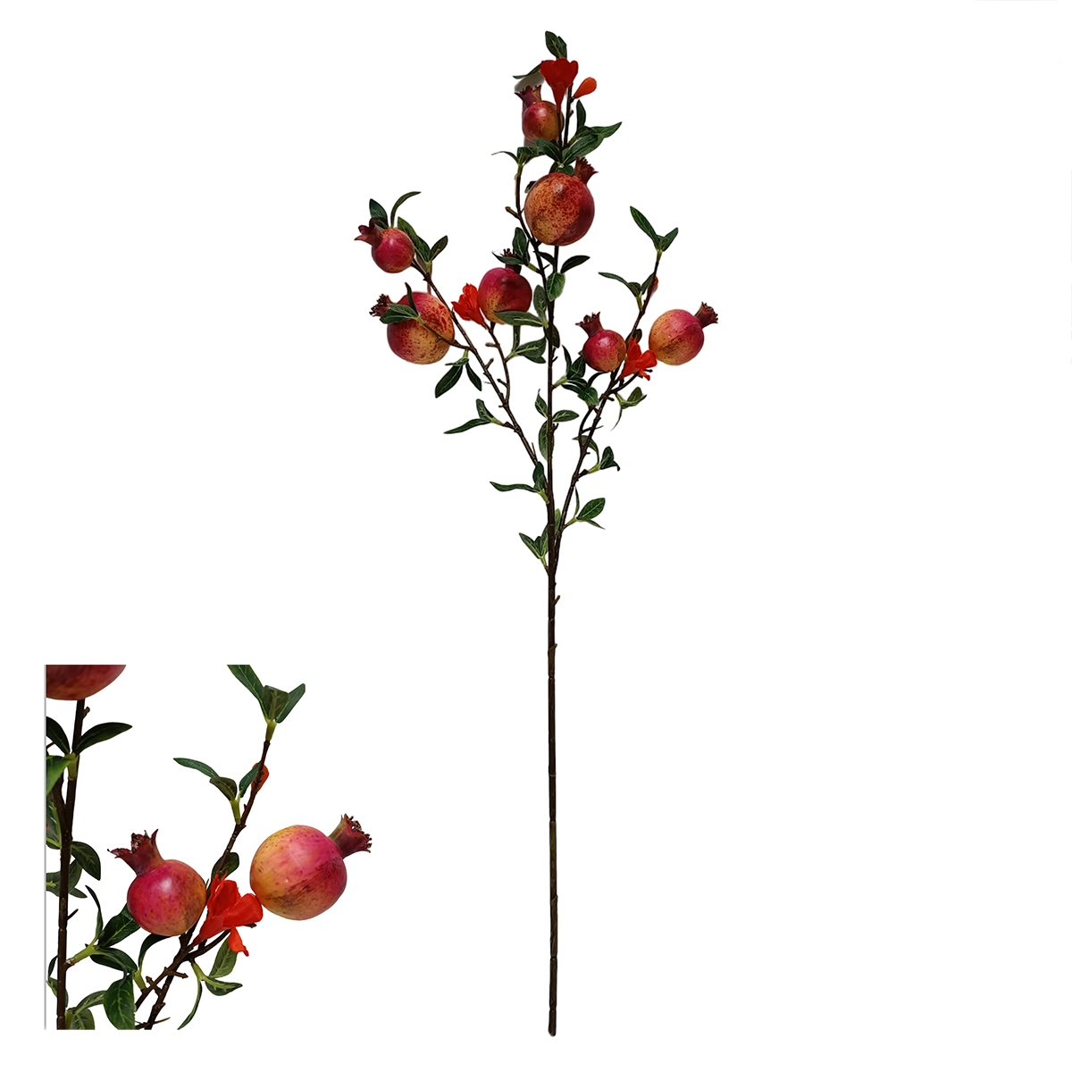 Haste com folhas e rom&atilde; 80cm