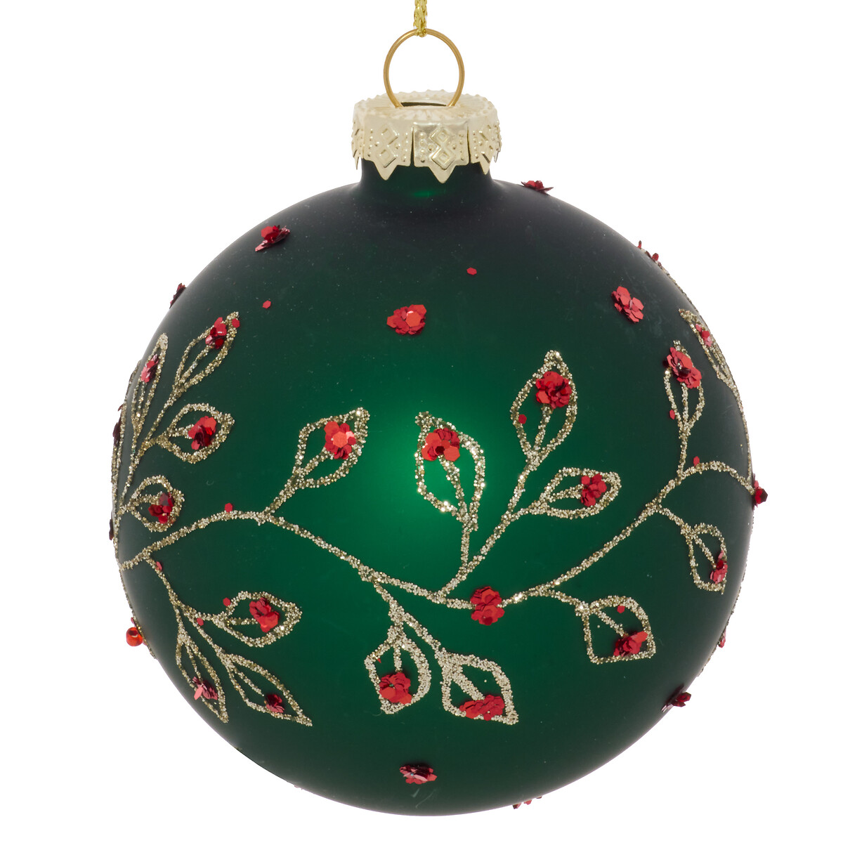 Bola de natal ramos verde 8cm