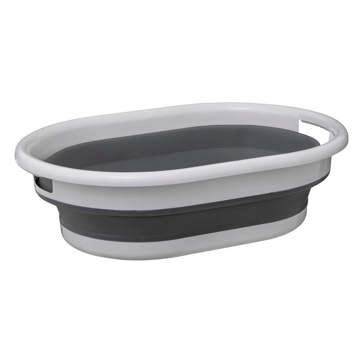 Cesto dobrável oval branco e cinza 21l