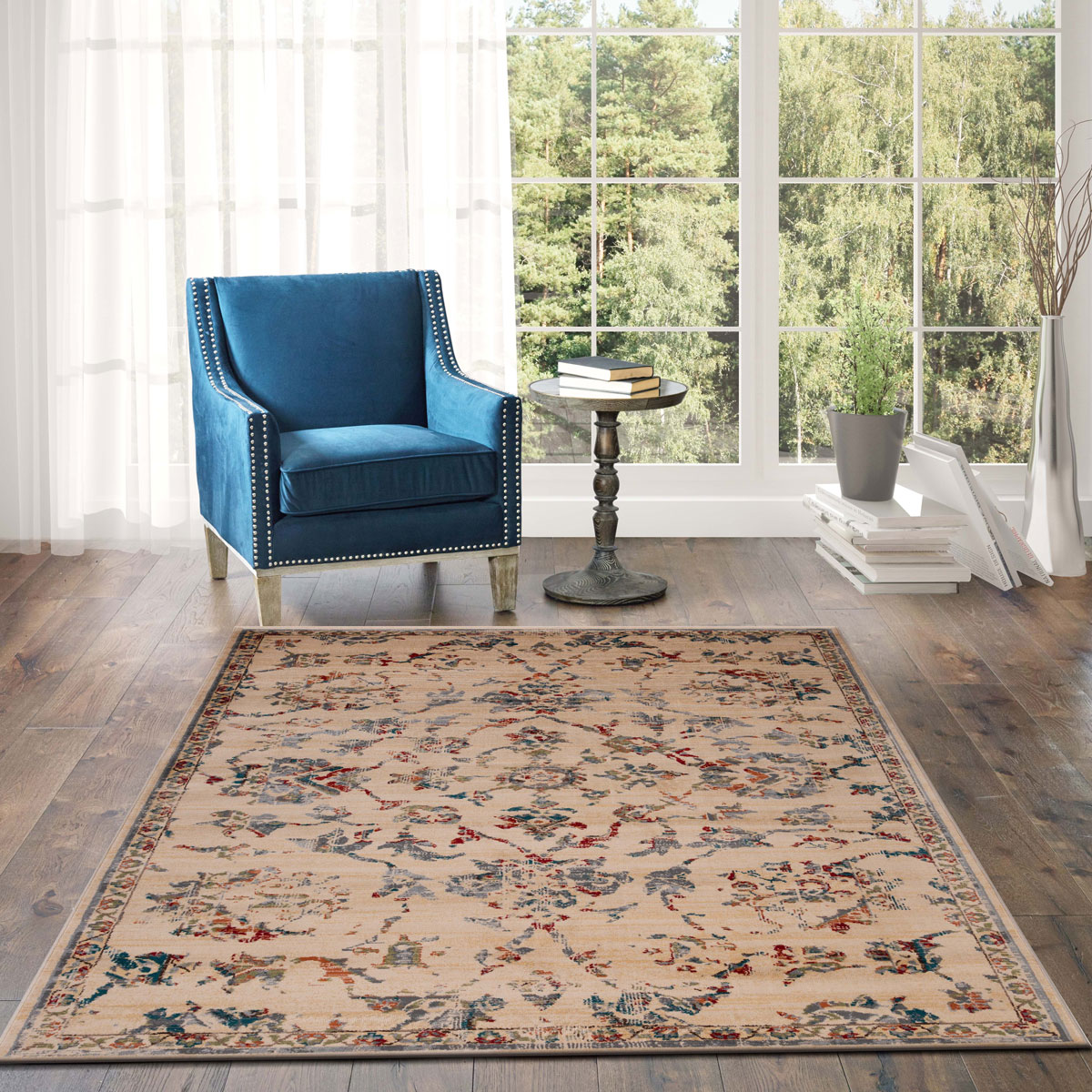 Tapete LENE bege e azul 200x285cm,  Tapete LENE bege e azul 200x285cm