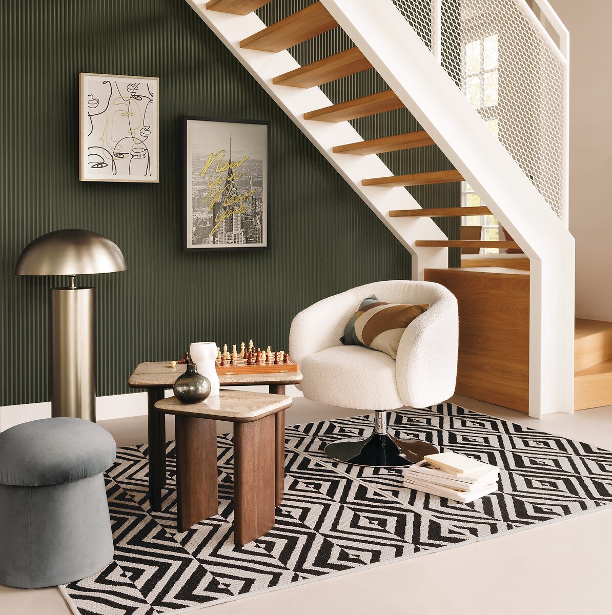 Conjunto de 2 mesas de apoio JIVAN em madeira acácia