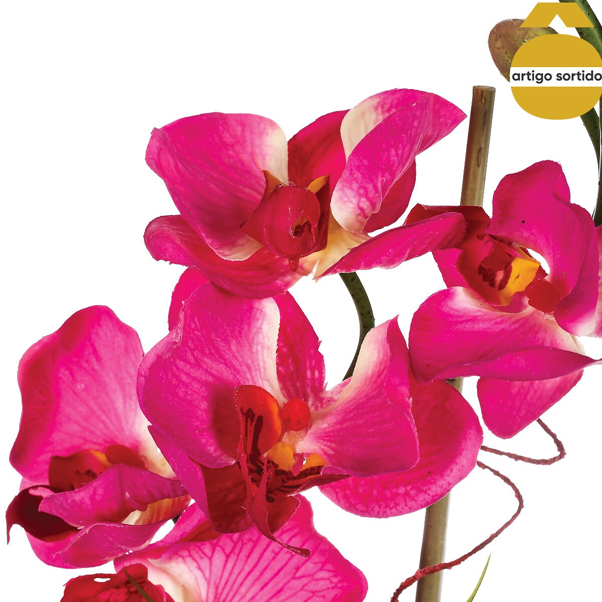 Orquídea com vaso em vidro 32cm,  Orquídea com vaso em vidro 32cm