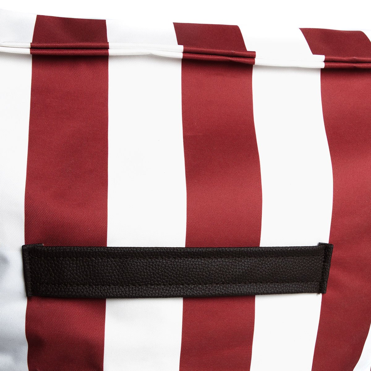 Pufe sof&aacute; imperme&aacute;vel riscas branco e bordeaux