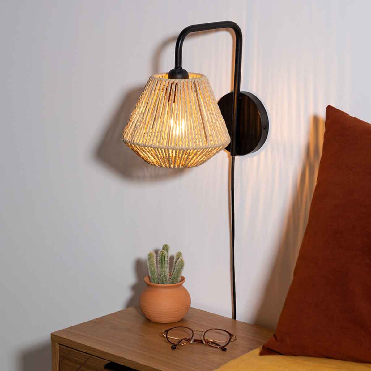 Candeeiro de parede JILY bege em corda