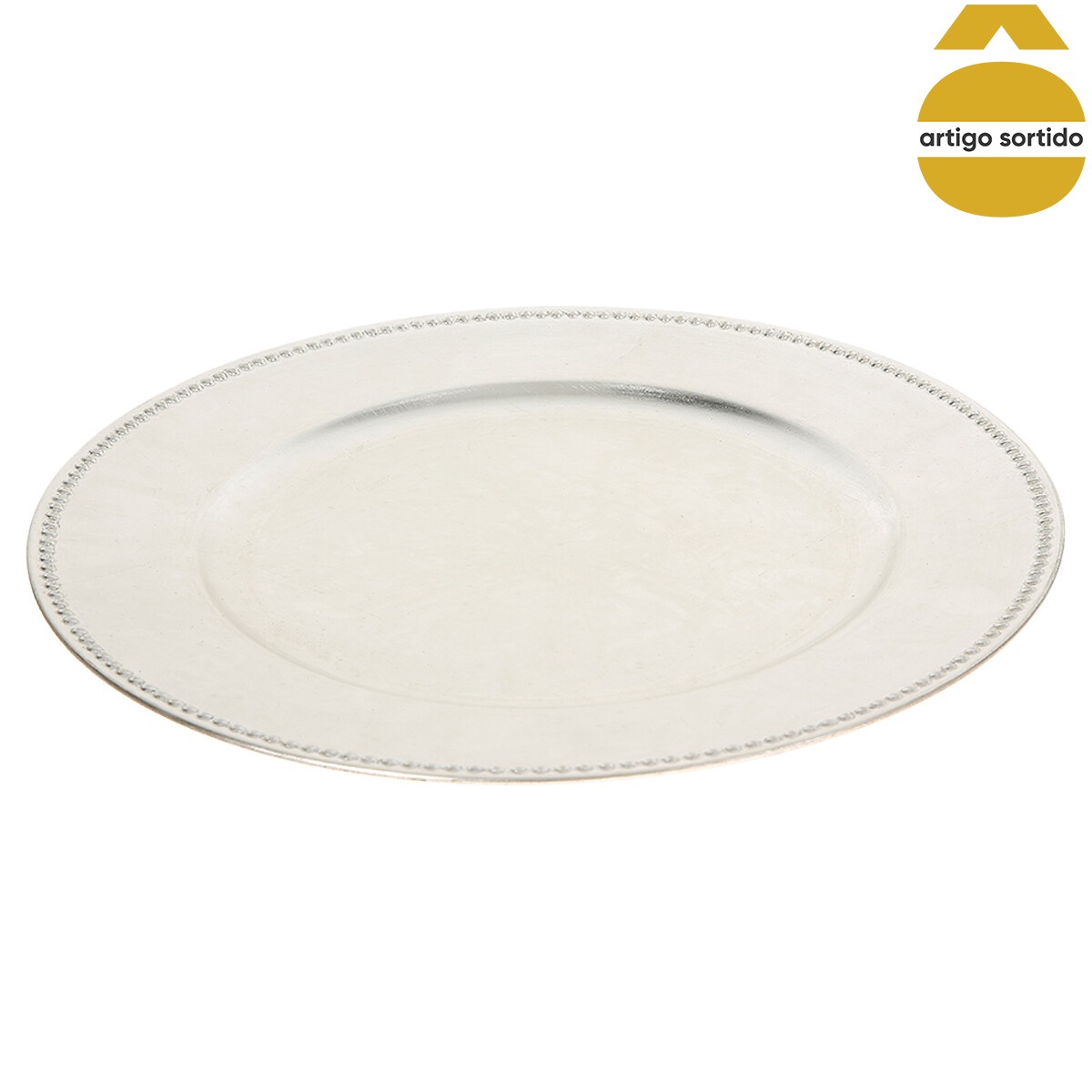 Prato marcador prateado 33cm,  Prato marcador prateado 33cm