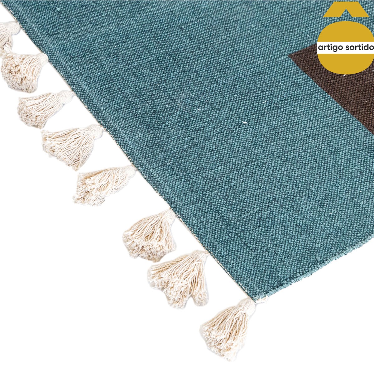 Tapete OLME cru e azul com tassels 120x160cm