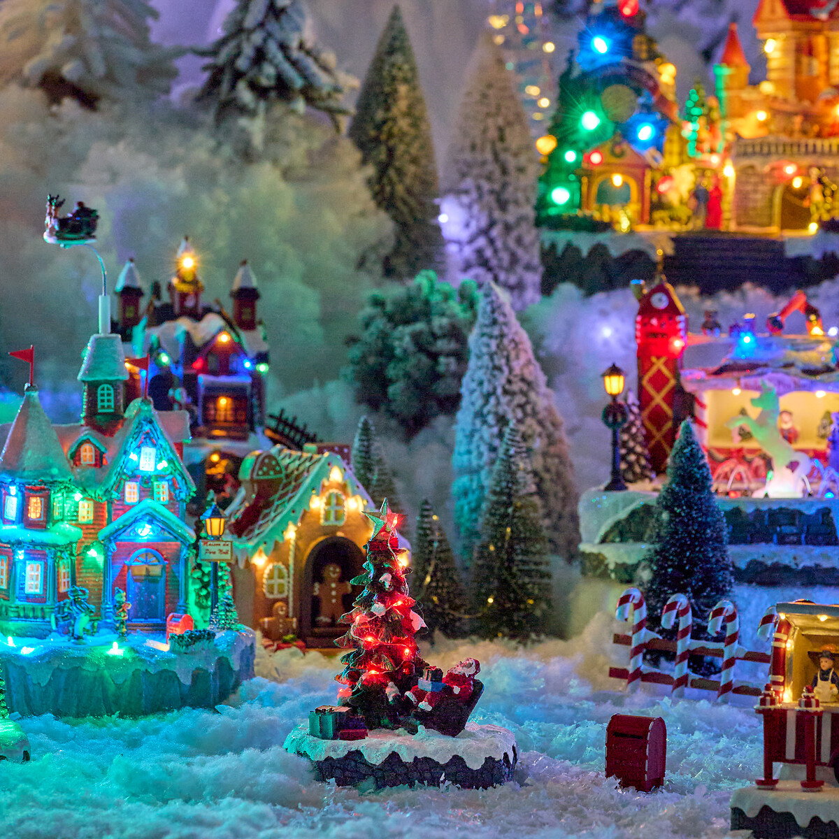 Aldeia árvore de natal com luz - música - movimento 12,5x22,5cm