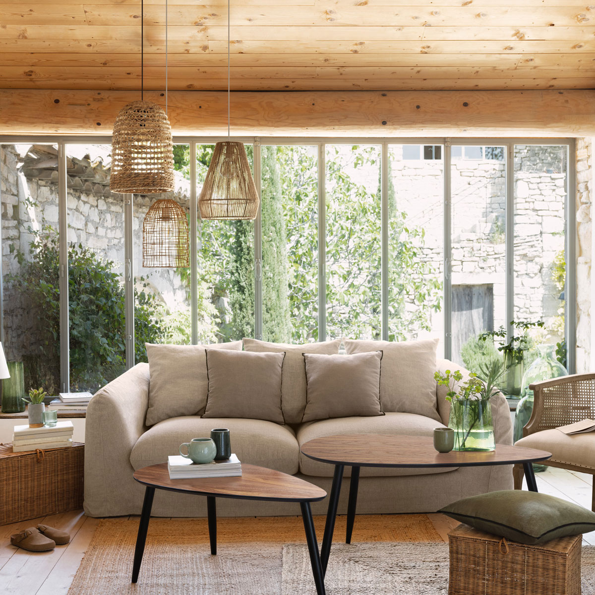 Conjunto de 2 mesas de centro MILEO castanho escuro