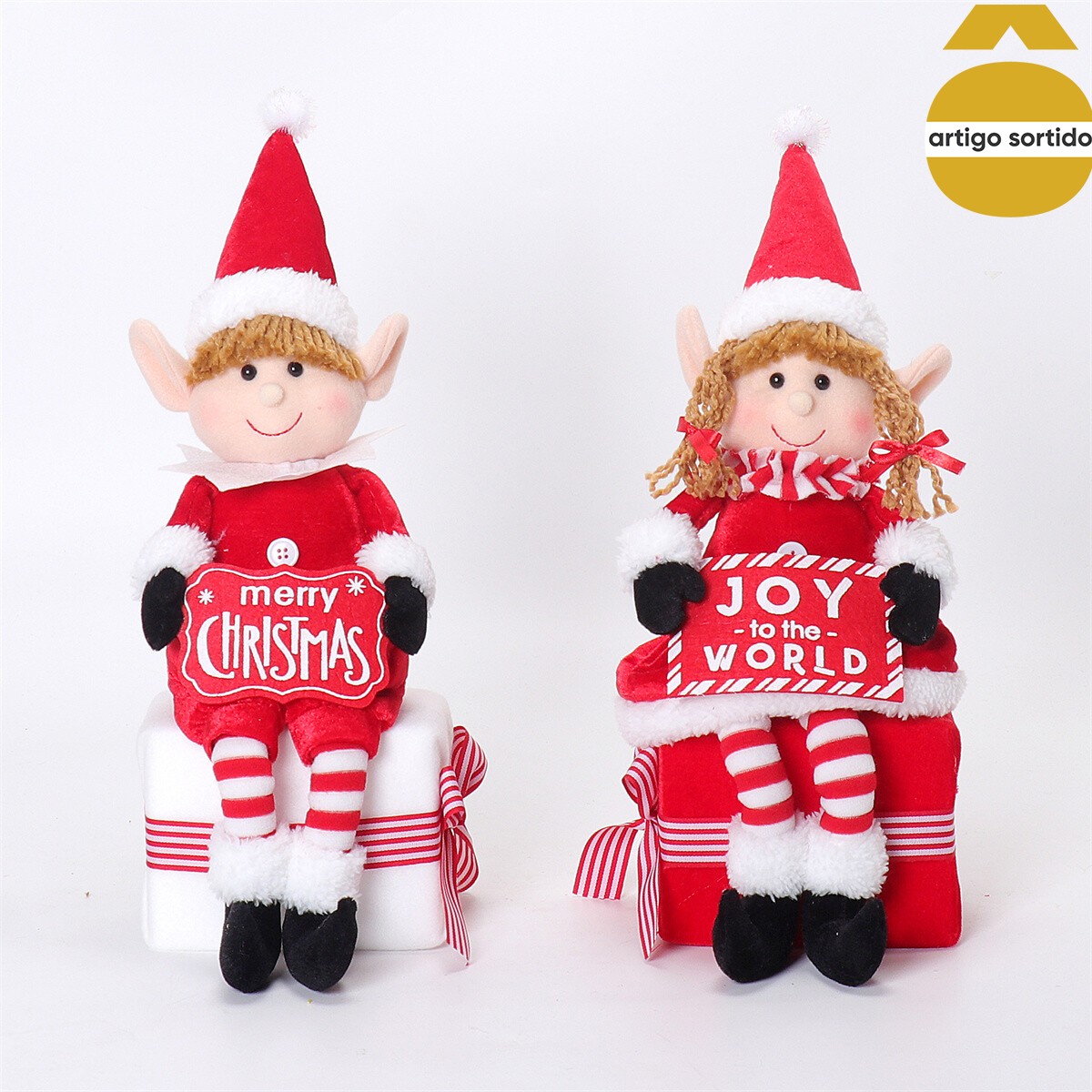 Figura de elfo com mensagem/presente 40cm