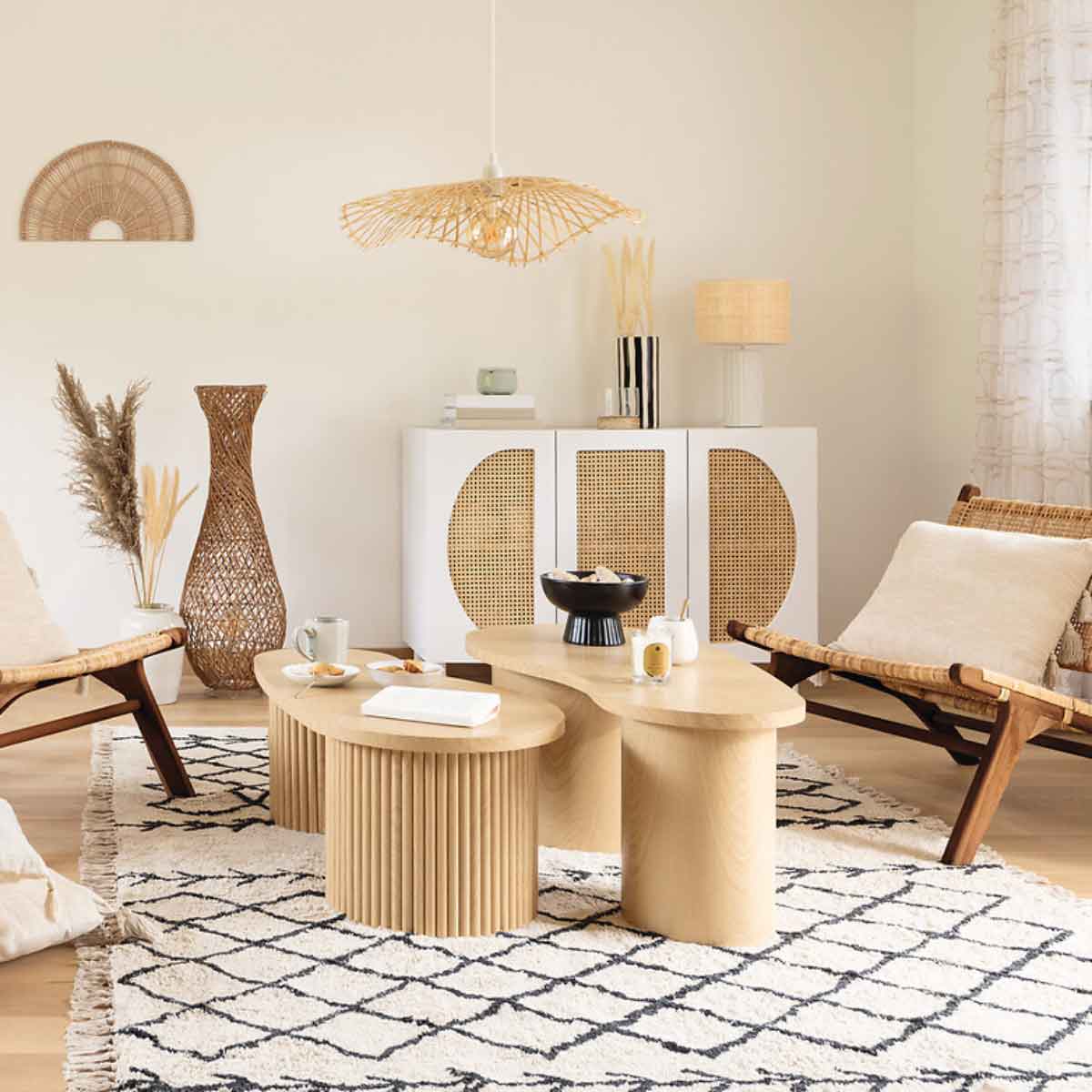 Conjunto de 2 mesas de centro SOLEYA bege