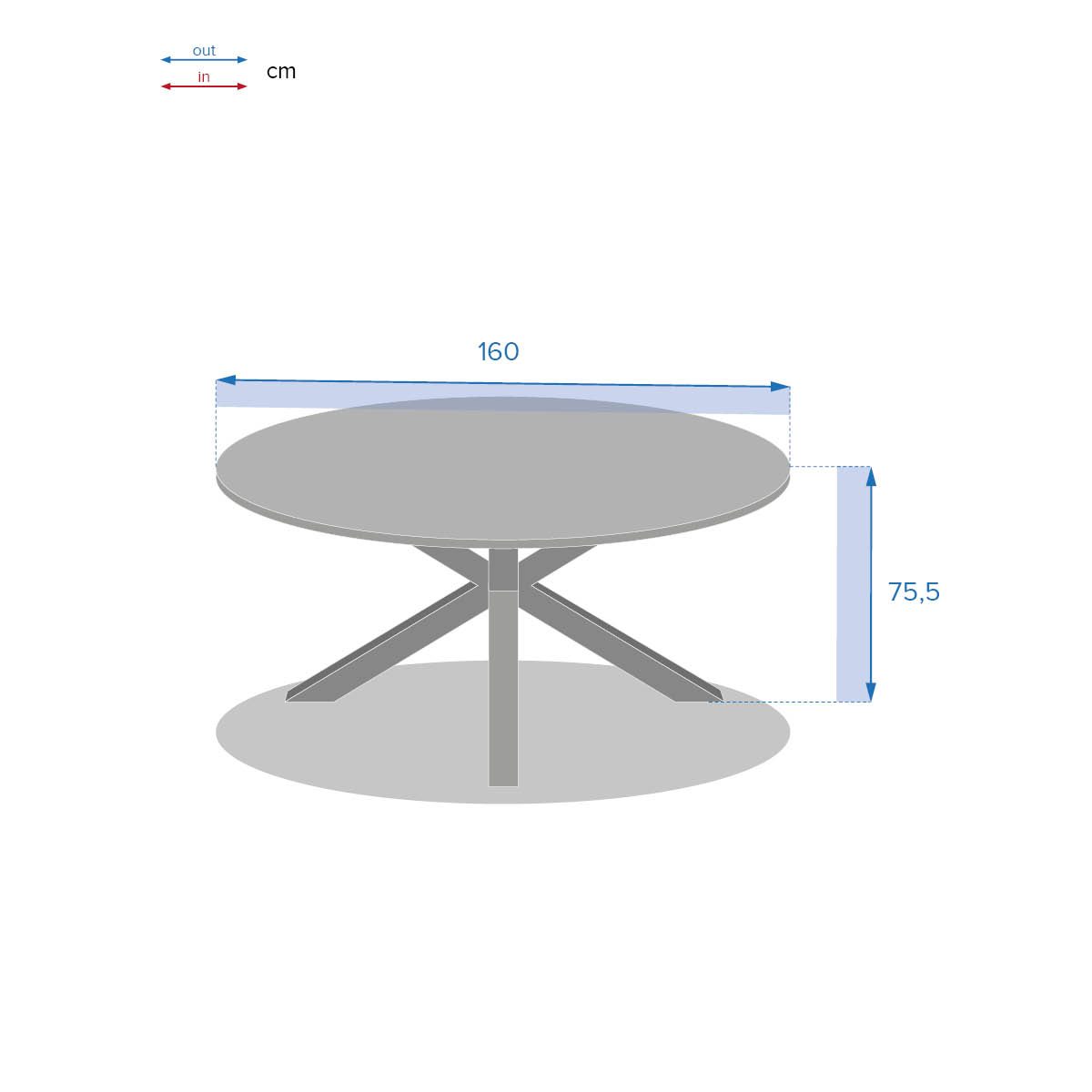 Mesa ORIENGO redonda graphite em madeira ac&aacute;cia 111,5cm