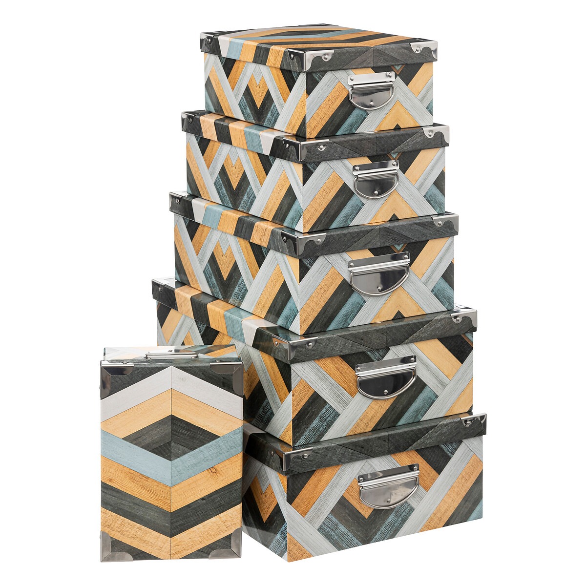 Conjunto de 6 caixas de arruma&ccedil;&atilde;o MARQUETRY