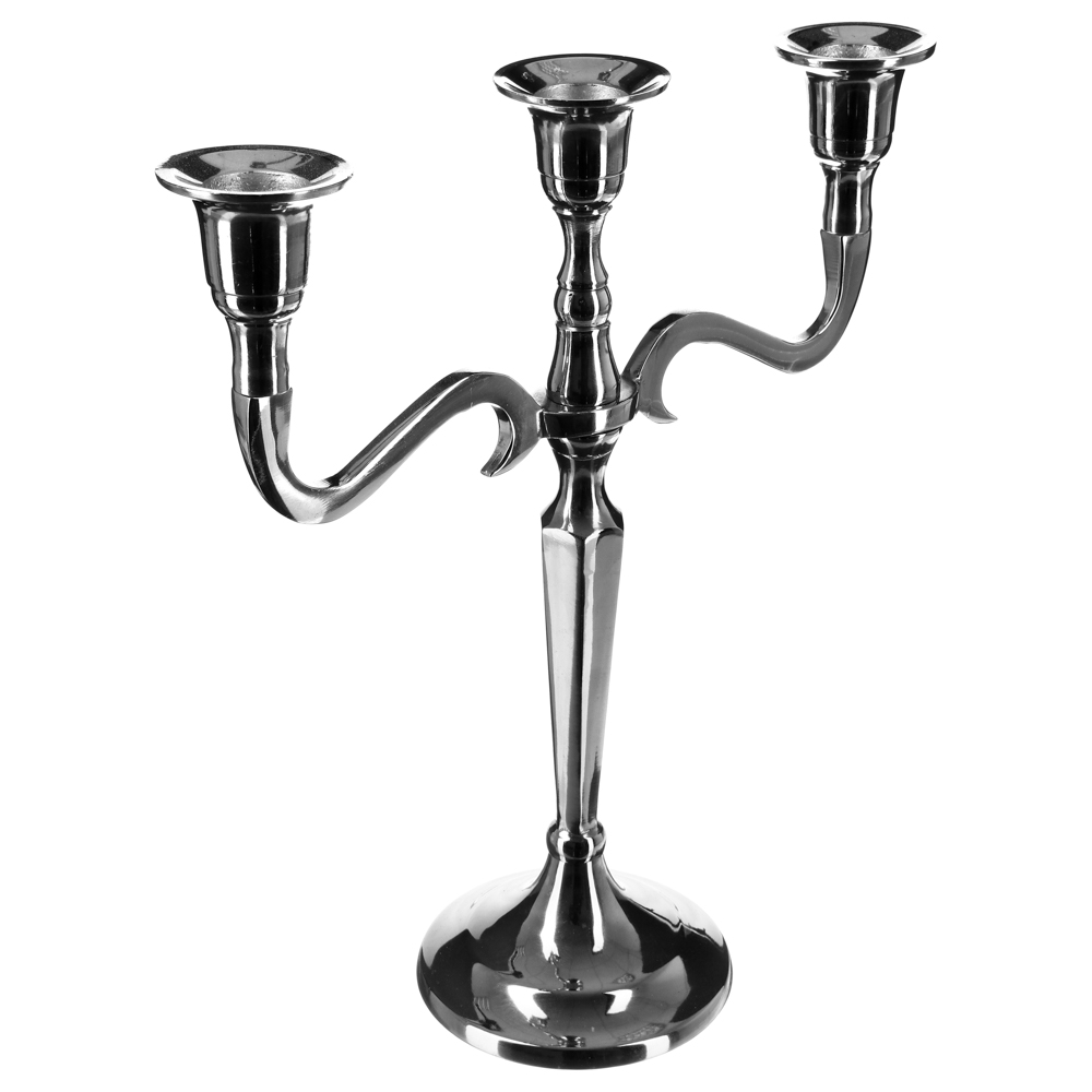 Candelabro Em Metal Prateado Para 3 Velas
