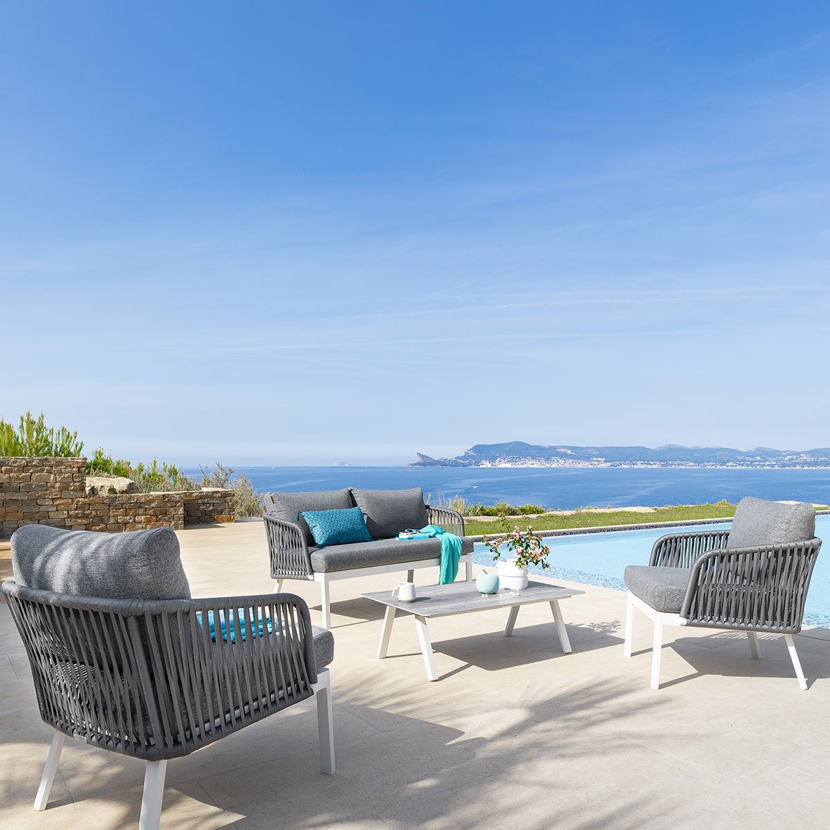 Conjunto de jardim BARCELONE branco e cinza