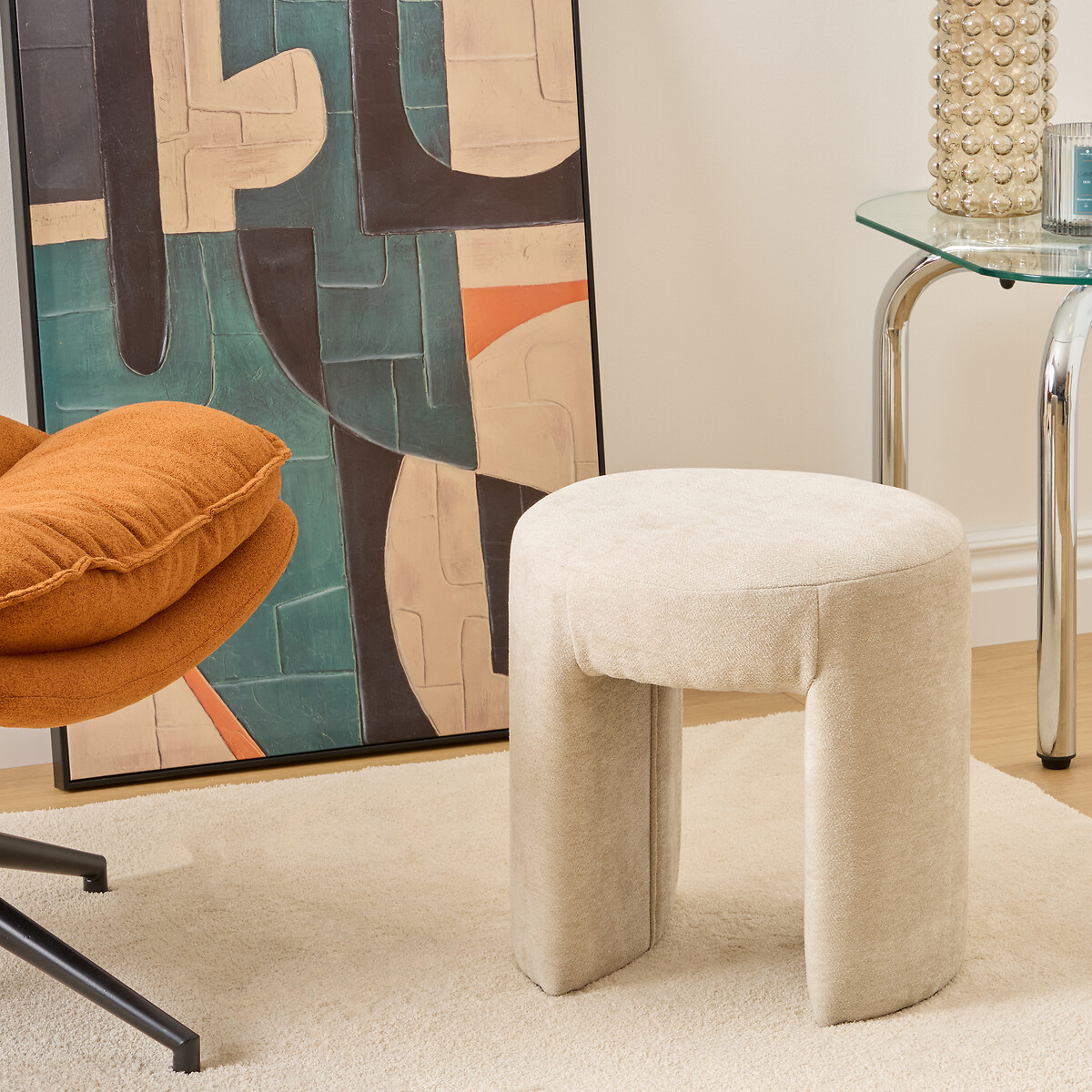 Pufe JIN bege em mdf 38x38cm