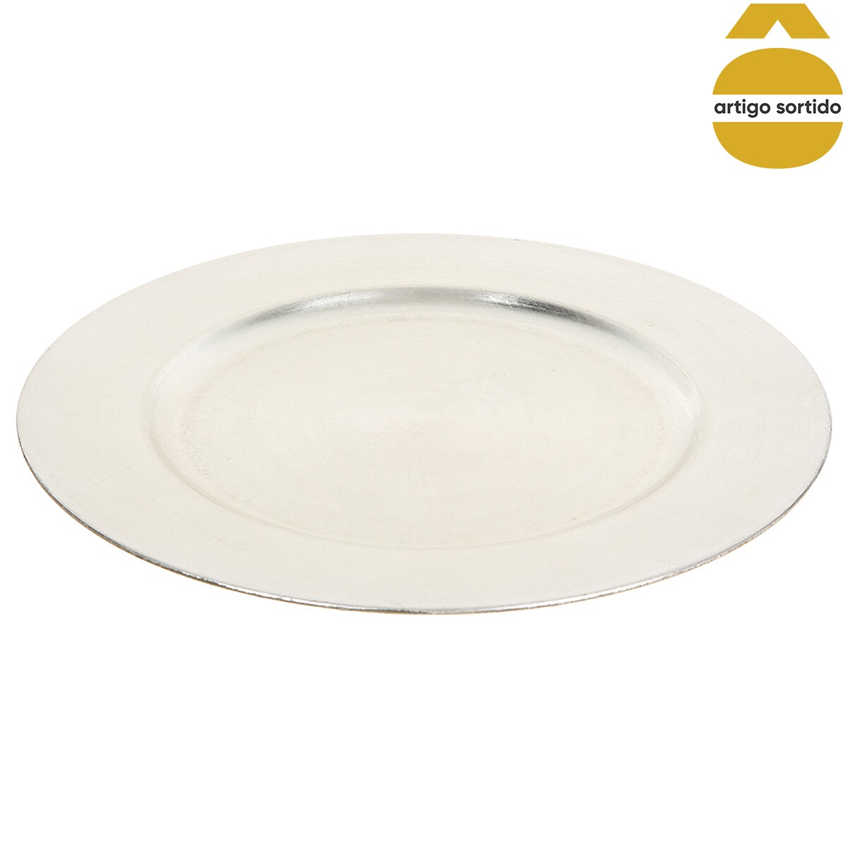 Prato marcador prateado 33cm,  Prato marcador prateado 33cm