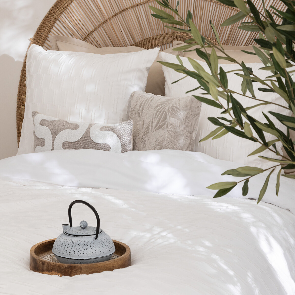 Capa de edredão e 2 capas de almofada branco EDIE 220x240cm