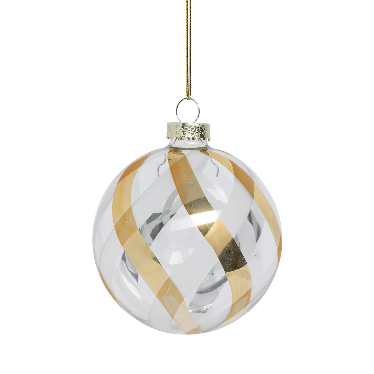 Bola ondas dourado em vidro 8cm