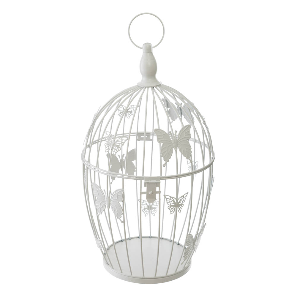 Gaiola branca em metal 39,5x24cm,  Gaiola branca em metal 39,5x24cm