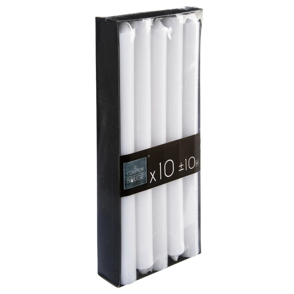 Conjunto de 10 velas brancas 25cm