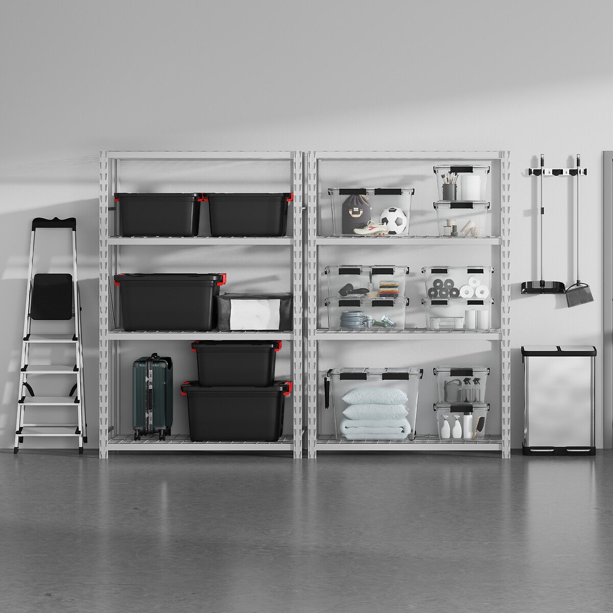 Caixa de arruma&ccedil;&atilde;o com tampa em pl&aacute;stico 50l