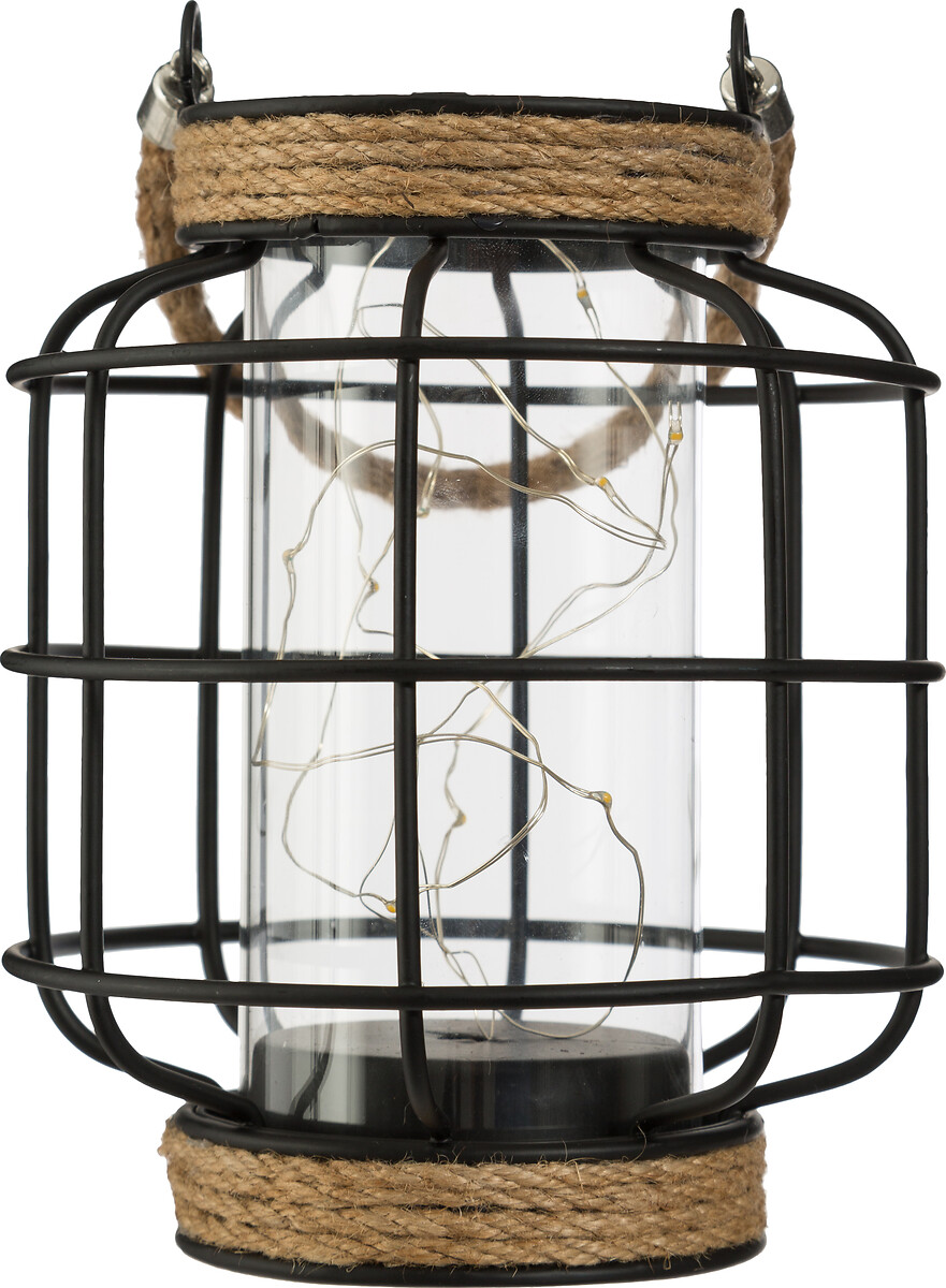 Lanterna preta com corda microled 17cm