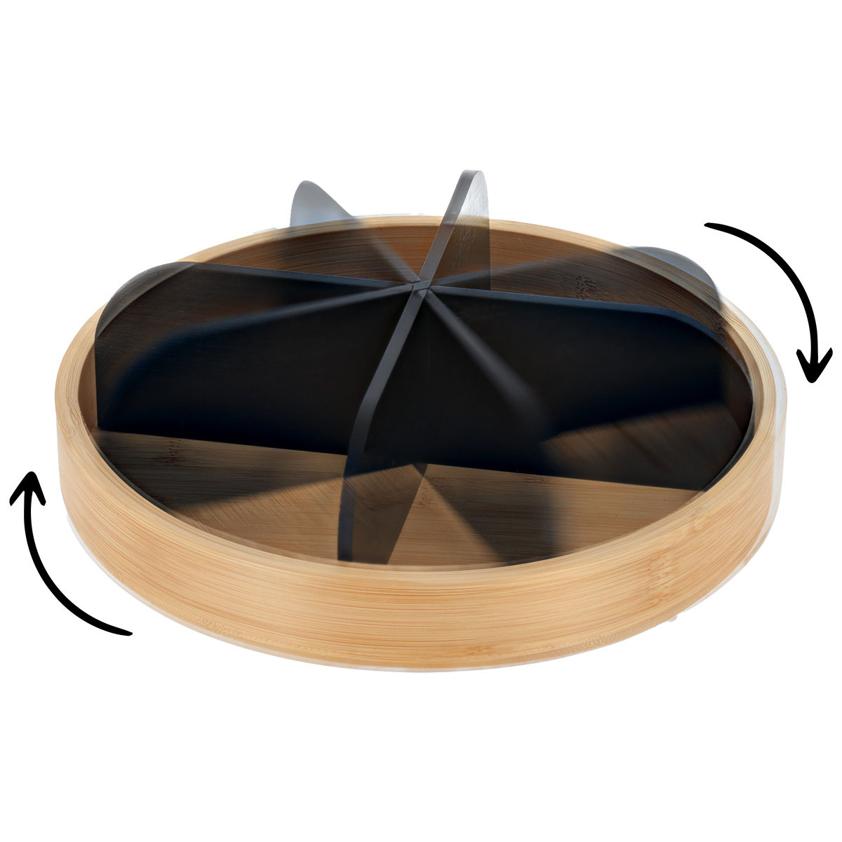 Organizador rotativo preto em bambu