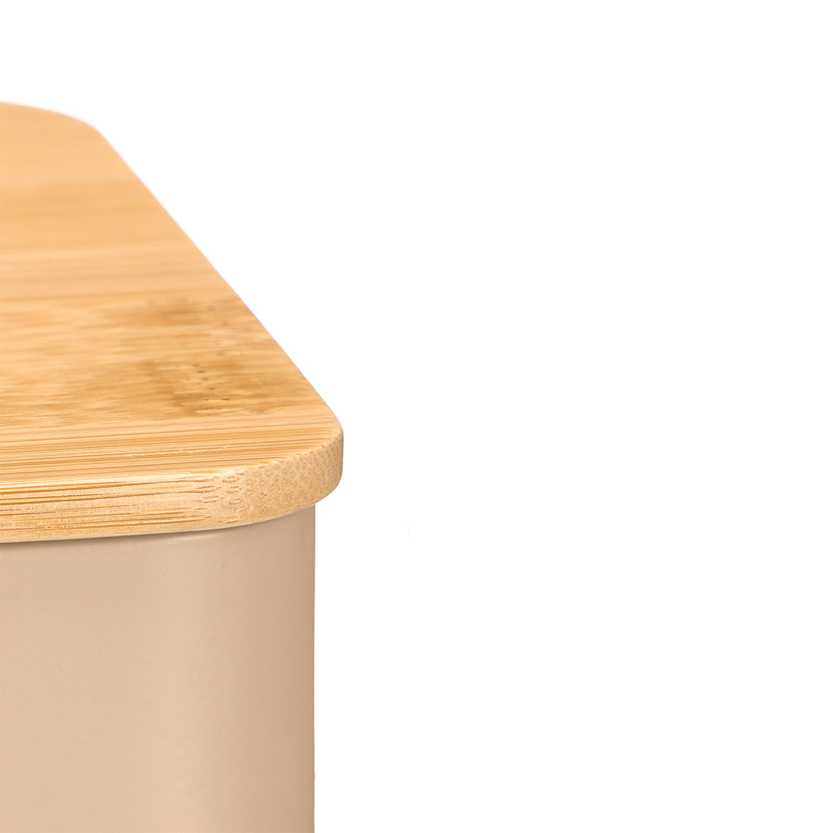 Caixa para ch&aacute; bege com tampa em bambu