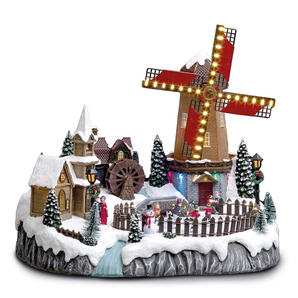 Aldeia decorativa com moinho